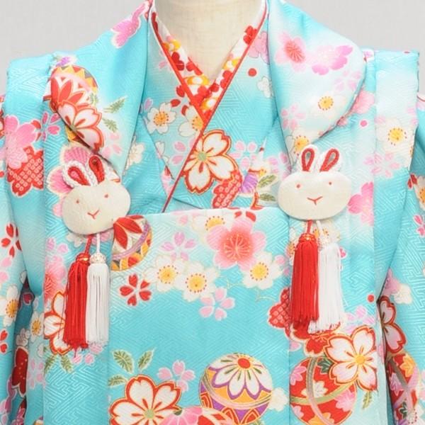 七五三 レンタル 3歳 女の子 被布 アクアブルーまりに桜《身長》90cm