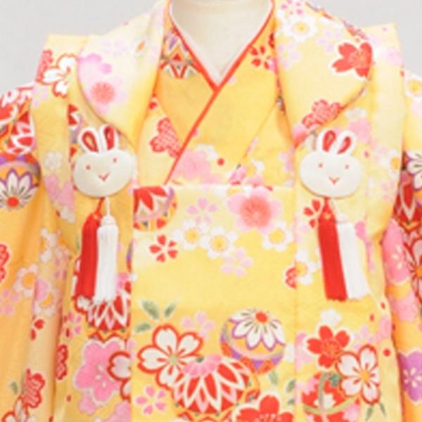 七五三 レンタル 3歳 女の子 被布 山吹まりに桜《身長》90cm前後☆簡単