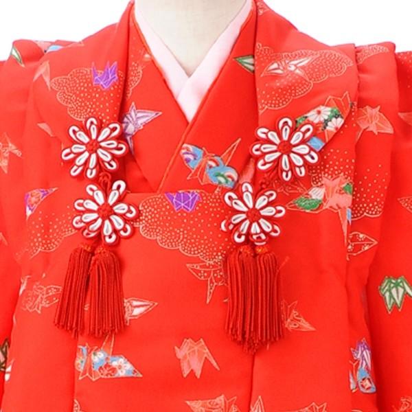 七五三 女の子 着物 レンタル 3歳 被布 赤折づる《身長》90cm前後