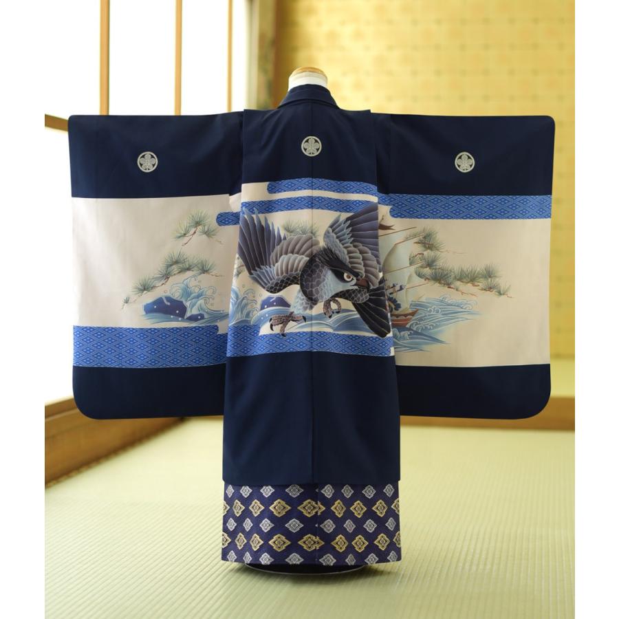 七五三 レンタル 5歳 男の子 紺波にタカ《身長》100cm前後☆簡単な