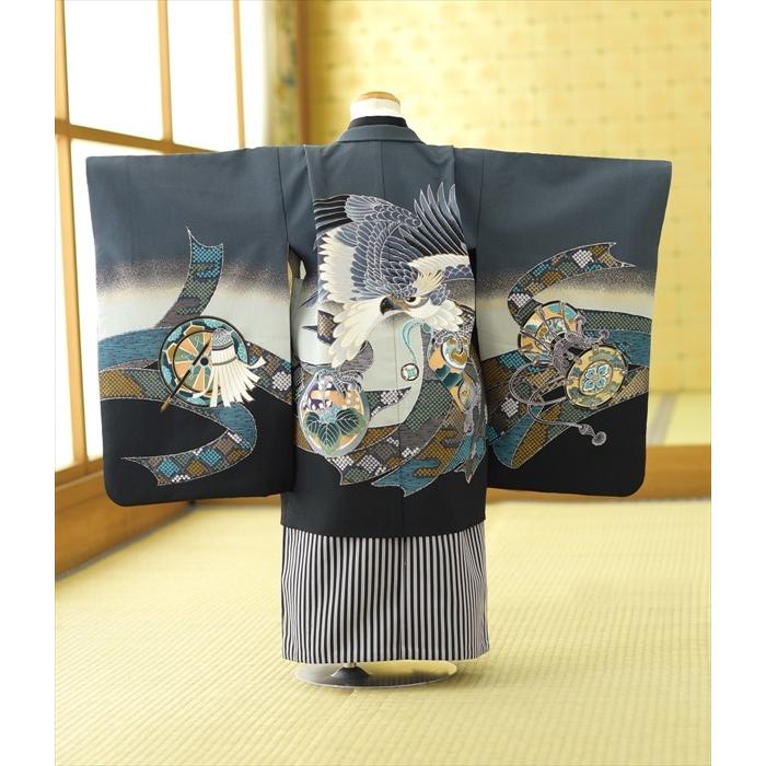 七五三用着物 5才　男の子　付属品付き 乙葉 七五三着物フルセット(ブルー系)|男の子(5歳) E-5-072 : e