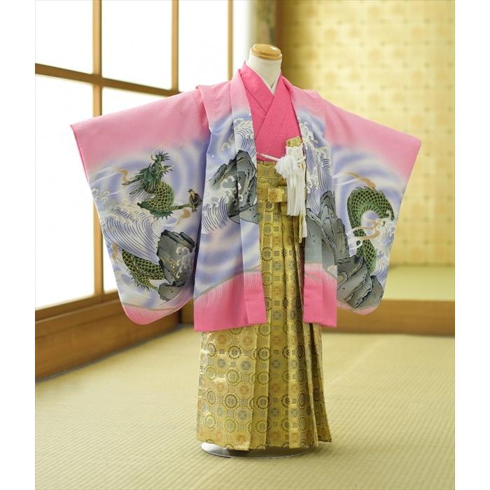 七五三 レンタル 5歳 男の子 ピンクかぶと龍《身長》115cm前後☆簡単な