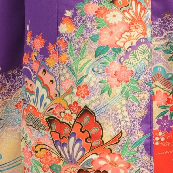 七五三 レンタル 7歳 女の子 紫かの子揚げ羽蝶《身長》125cm前後☆簡単