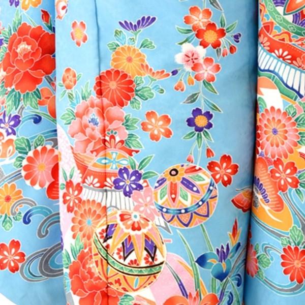 七五三 レンタル 7歳 女の子 ブルー紅型手まり《身長》125cm前後☆簡単