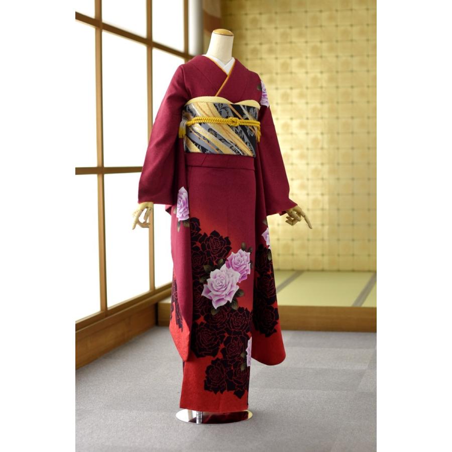 振袖 身長159-174cm 濃茶　正絹 振袖 身長159-174cm 濃茶正絹