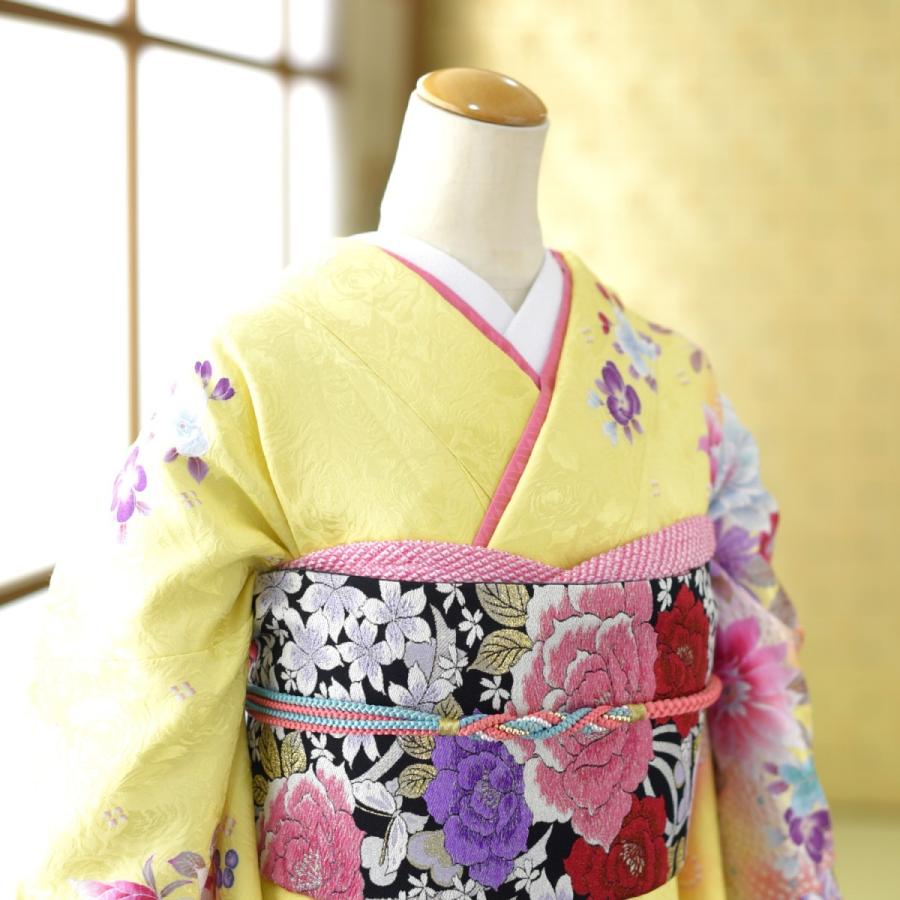 振袖 身長150-165cm 鮮やかピンク×イエロー　正絹 振袖 身長150-165cm 鮮やかピンク×イエロー正絹