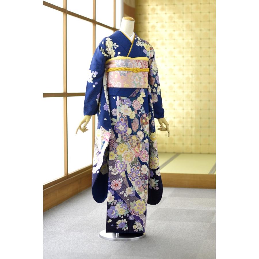 振袖 身長157-172cm 黒 桜　正絹 振袖 身長157-172cm 黒 桜正絹