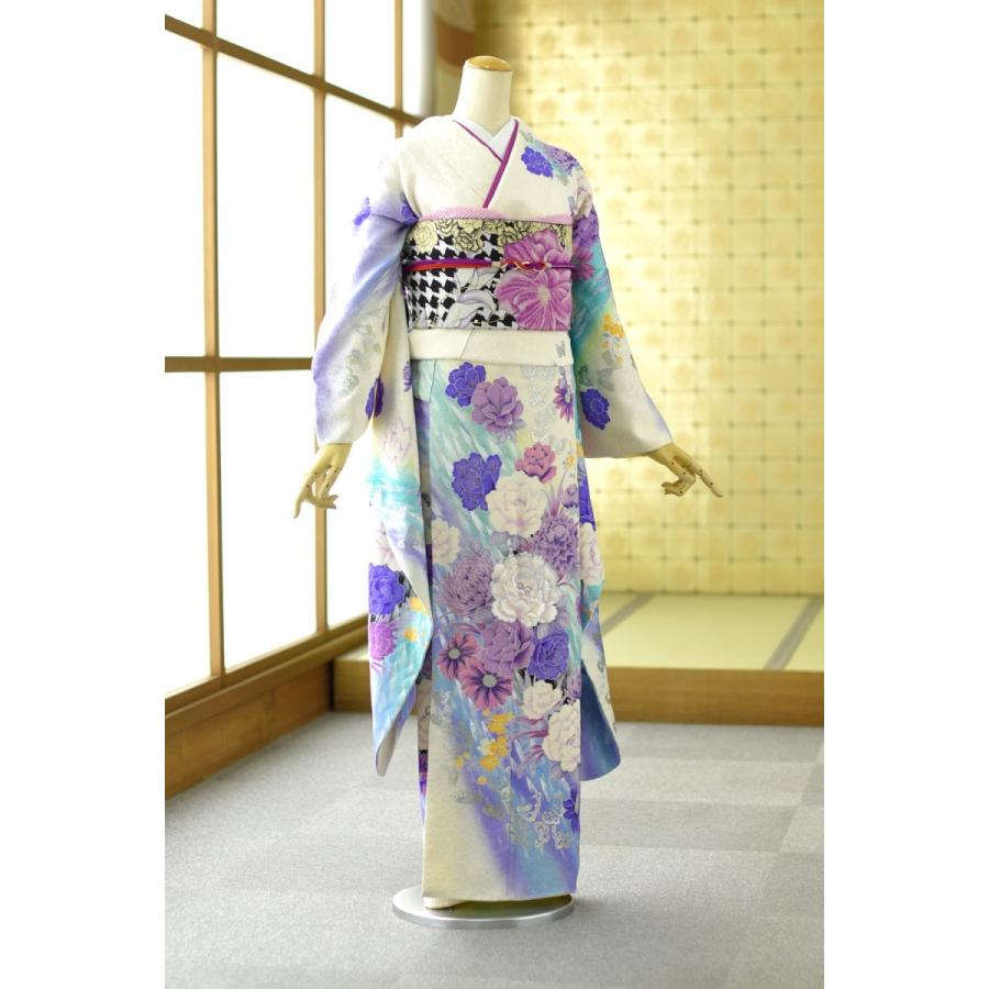 成人式 振袖レンタル 着物レンタル 振袖 レンタル 成人式振袖 身長 158cm〜173cm位 二十歳 白地ブリリアントフラワー フォトブックプレゼント 振袖 1月