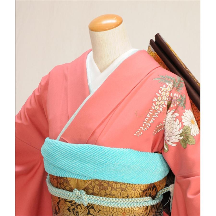 振袖 身長150-165cm サーモンピンク　桜　正絹 振袖 身長150-165cm サーモンピンク桜正絹
