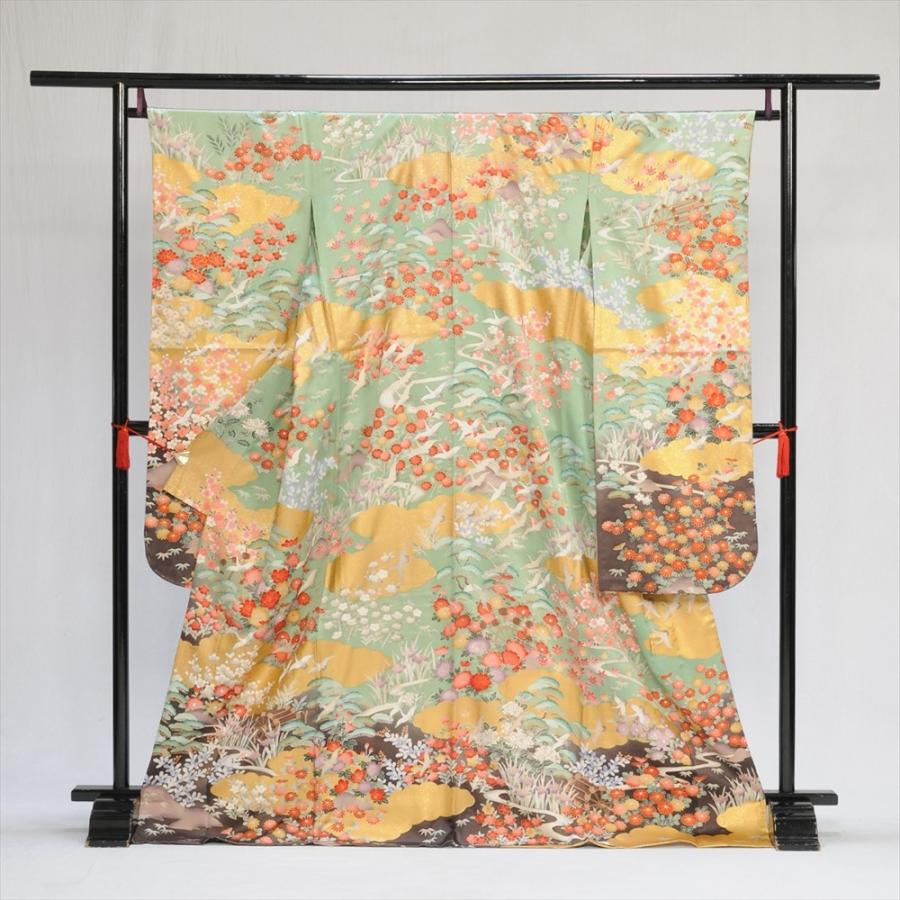 【夏の振袖】 小振袖 草花模様 淡いお色 着物 単衣 広衿 身丈約162cm 夏の振袖】 小振袖 草花模様 淡いお色 着物 単衣 広衿 身丈約