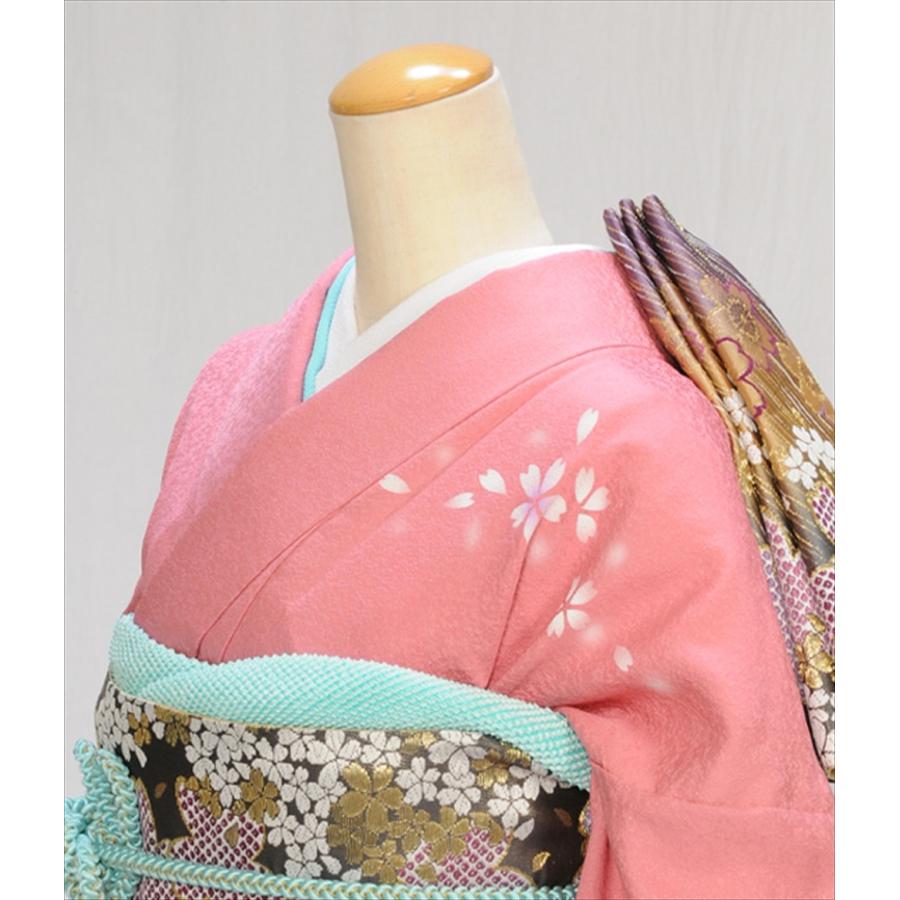 振袖フルセットパステルピンク花柄 可愛い小物付き 成人式 正統派古典 ピンク/淡い色 かわいい振袖 桜柄/打ち出の小槌