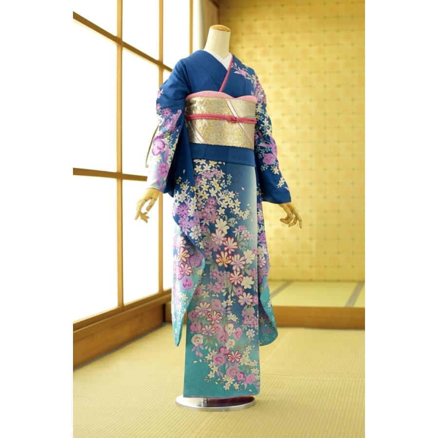 夏用単衣振袖 夏 振袖 レンタル 着物レンタル 身長 160cm〜175cm位 結婚式 成人式 貸衣装 単 夏用振袖レンタル 6月 7月 8月 9月 藍色ぼかし花の集い 八掛付 :mfh055:貸衣装froufrou - 通販 - Yahoo!ショッピング