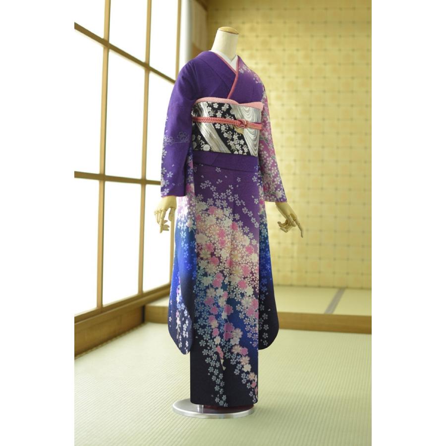 艶やか和モダン　古典紫色に大輪牡丹　豪華振袖成人式8点フルセット　正絹 艶やか和モダン 古典紫色に大輪牡丹 豪華振袖成人式8点フルセット 正絹