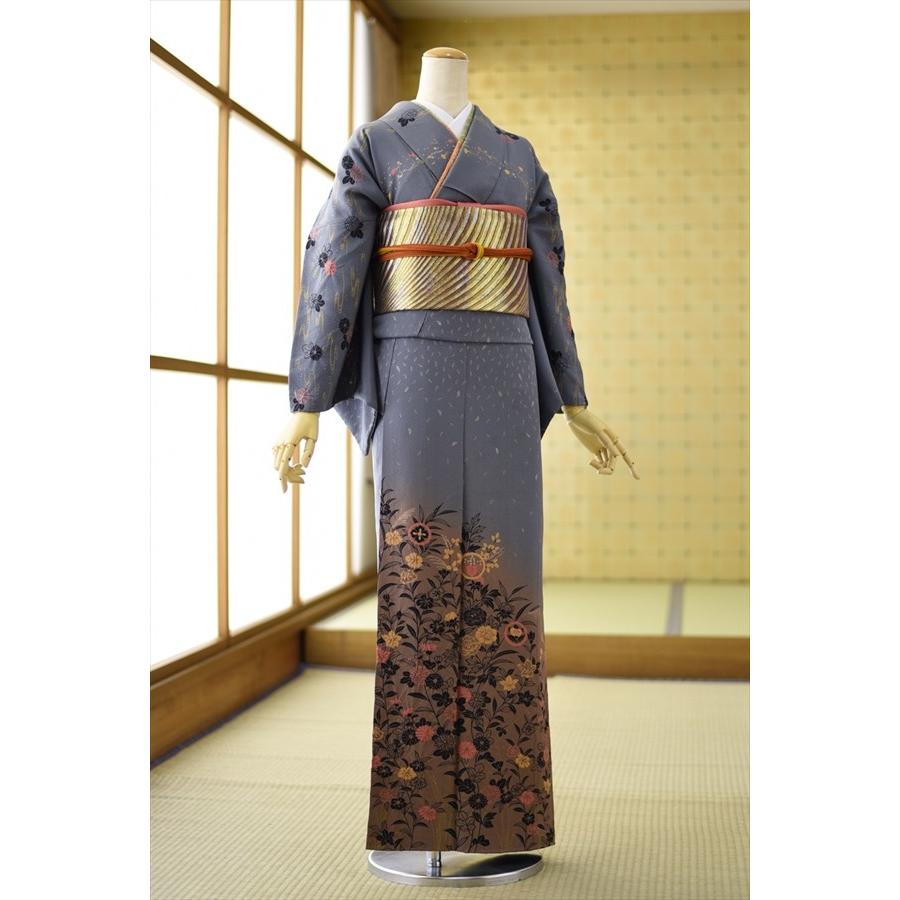 訪問着 レンタル 卒業式 母 着物 手絞り秋草文 《身長》163cm〜173cm位