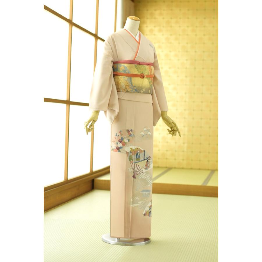 夏用単衣訪問着 扇面御所 身長 151cm〜161cm位 訪問着 レンタル 単衣