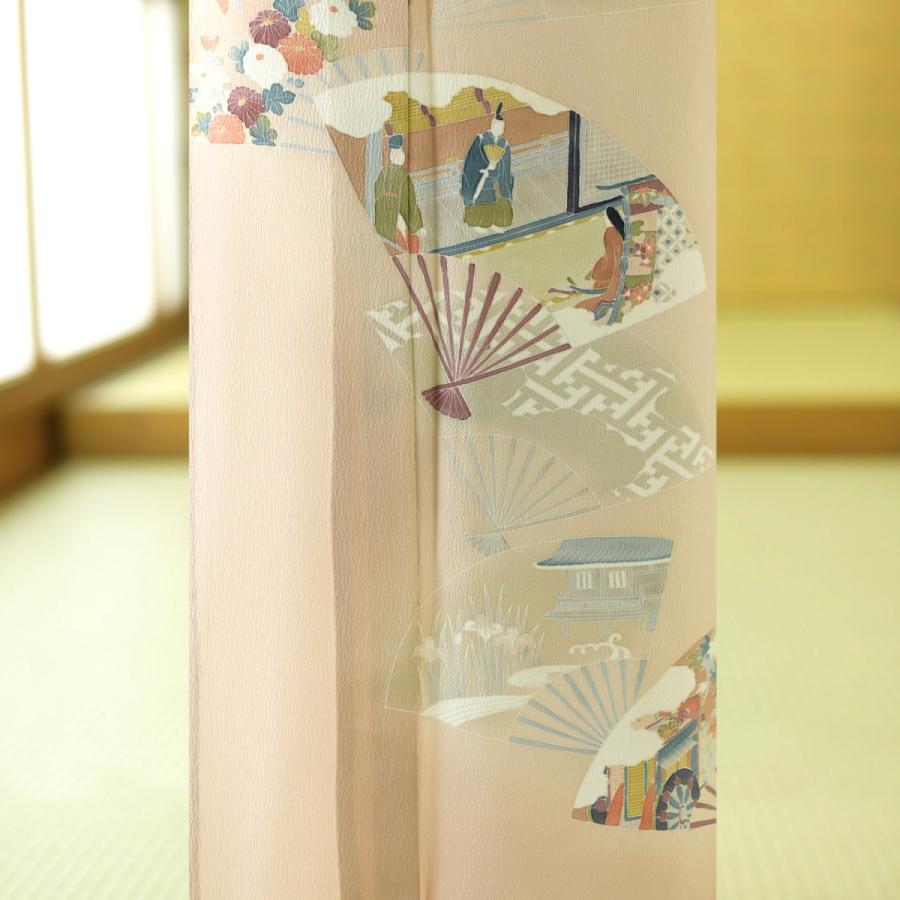 夏用単衣訪問着 扇面御所 身長 151cm〜161cm位 訪問着 レンタル 単衣