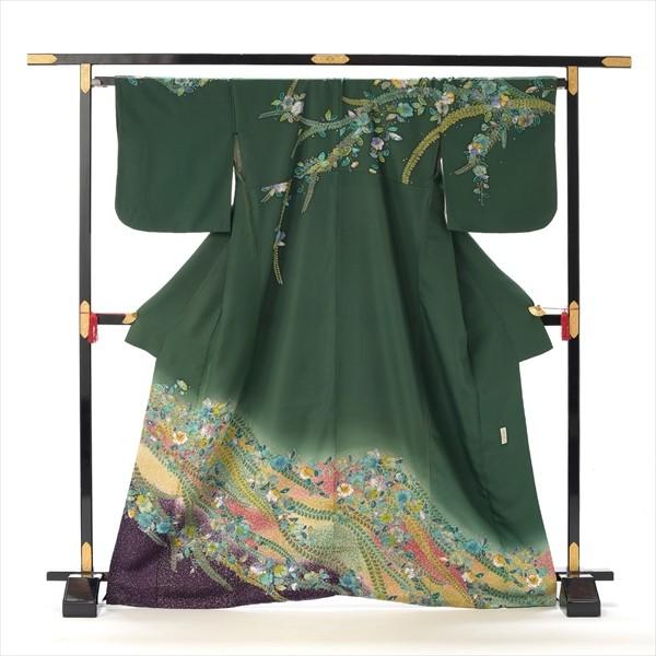 訪問着 レンタル 卒業式 母 着物 グリーン五色辻が花 貸衣装 レンタル