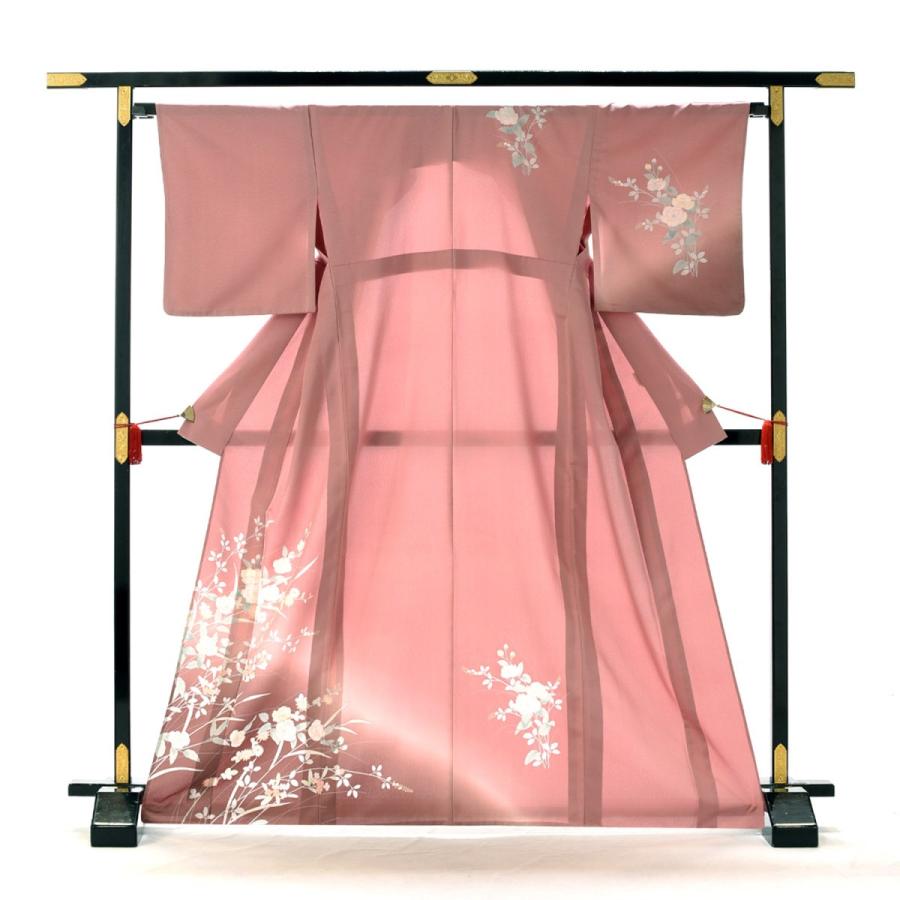 夏用単衣訪問着 ローズ野の花 身長 150cm〜163cm位 訪問着 レンタル 単