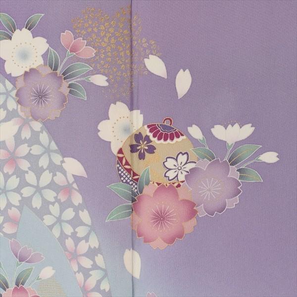 夏用単衣訪問着 藤色手まり桜 身長 160cm〜178cm位 訪問着 レンタル 単