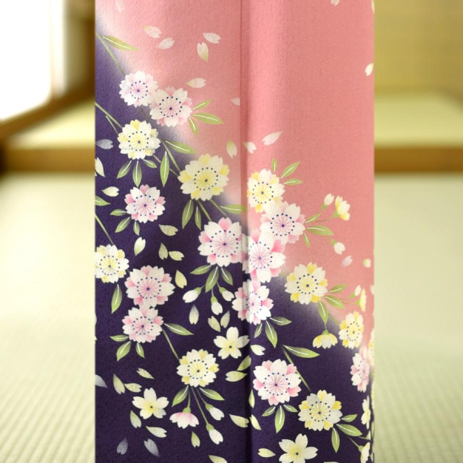 夏用単衣訪問着 ピンク染分け八重桜 身長 163cm〜175cm位 訪問着