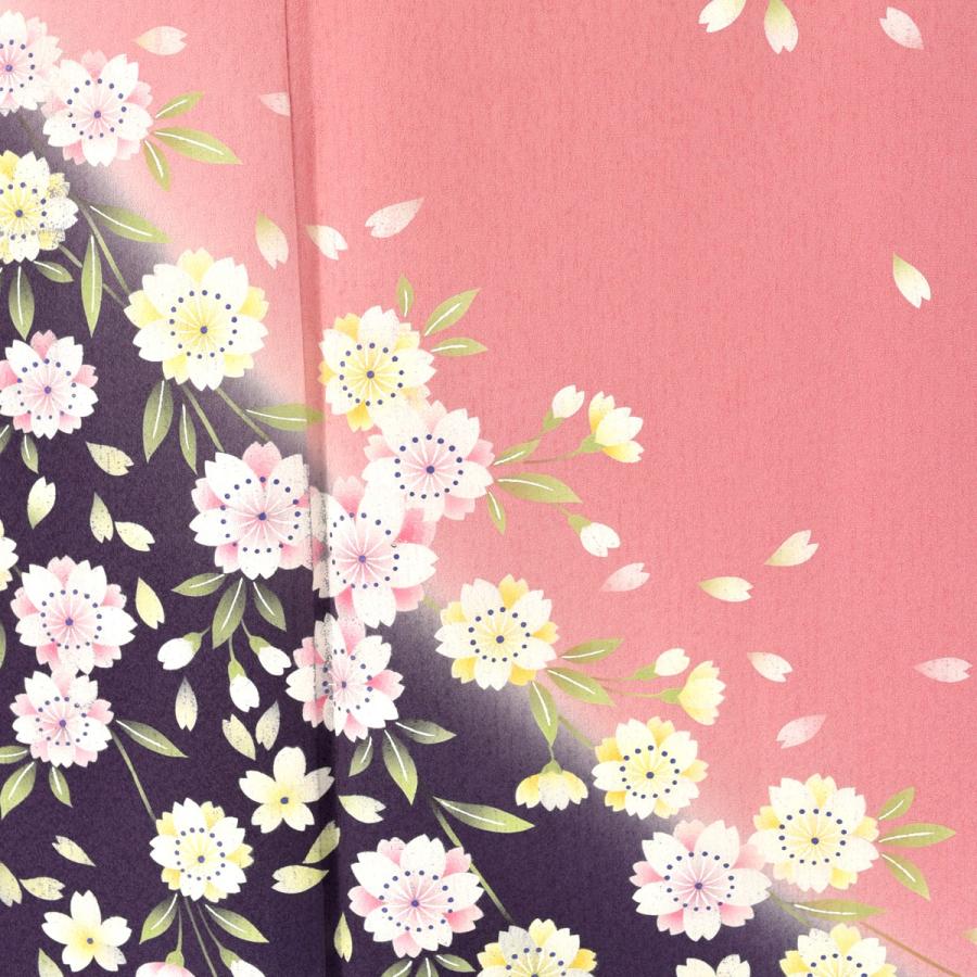 夏用単衣訪問着 ピンク染分け八重桜 身長 163cm〜175cm位 訪問着
