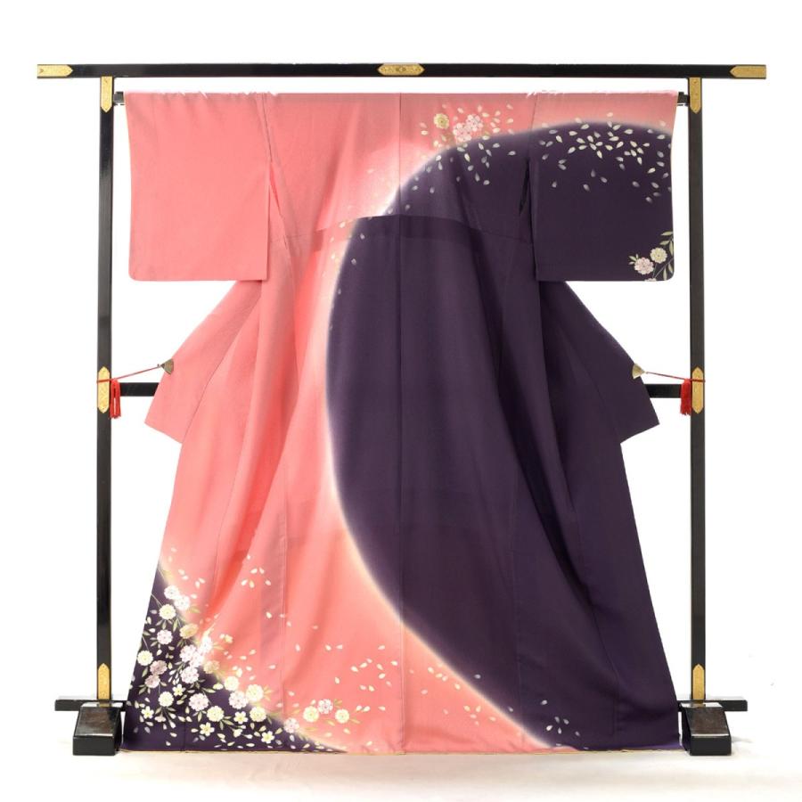 夏用単衣訪問着 ピンク染分け八重桜 身長 163cm〜175cm位 訪問着
