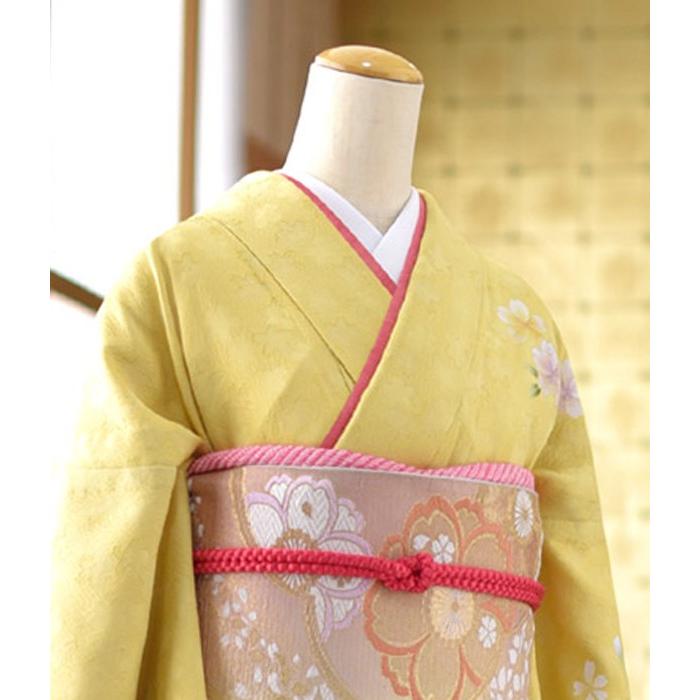 夏用単衣訪問着 パステルイエローマリエの桜 身長162cm〜174cm位 訪問