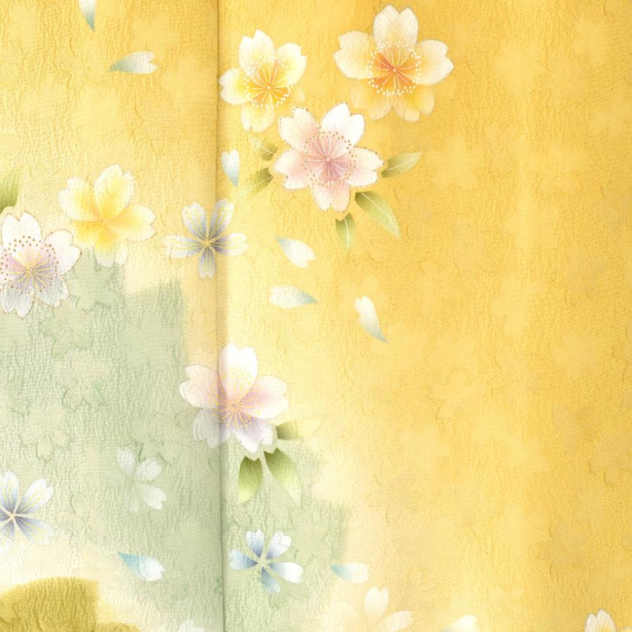 夏用単衣訪問着 パステルイエローマリエの桜 身長162cm〜174cm位 訪問