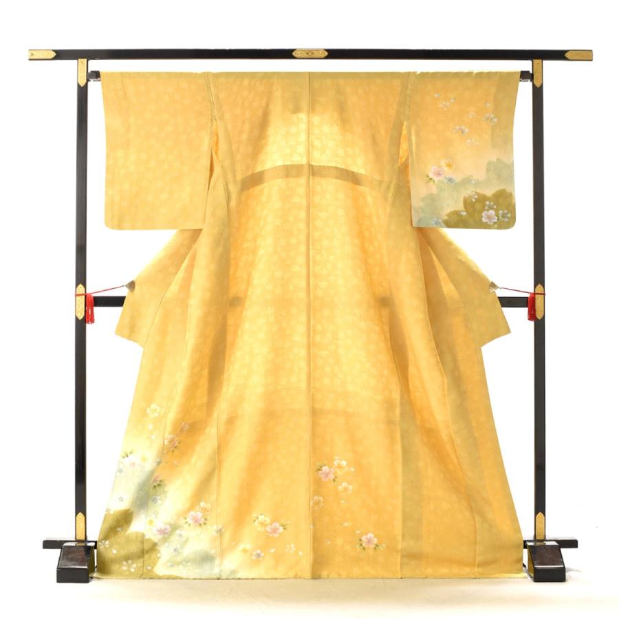 夏用単衣訪問着 パステルイエローマリエの桜 身長162cm〜174cm位 訪問
