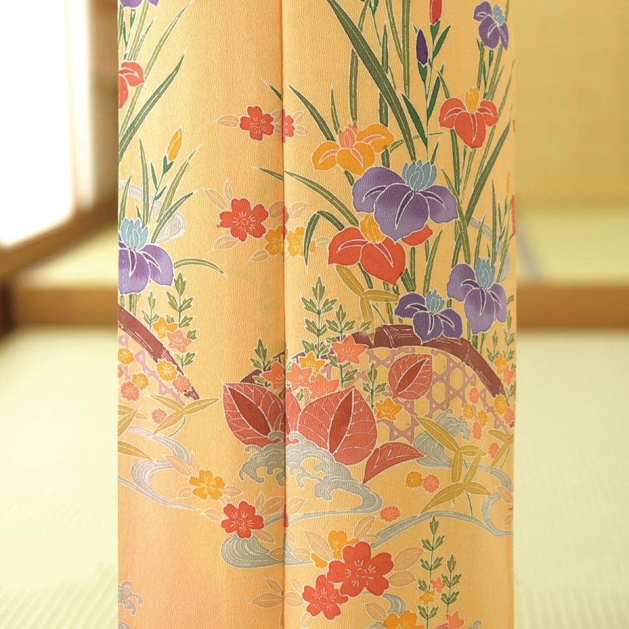 訪問着 レンタル 卒業式 母 着物 オレンジ紅型彩りの花 身長 146cm