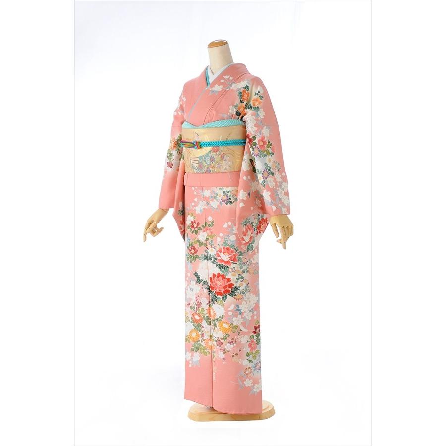 正絹 特選本手描ピンク花友禅 身長 160cm〜172cm位 訪問着 レンタル 