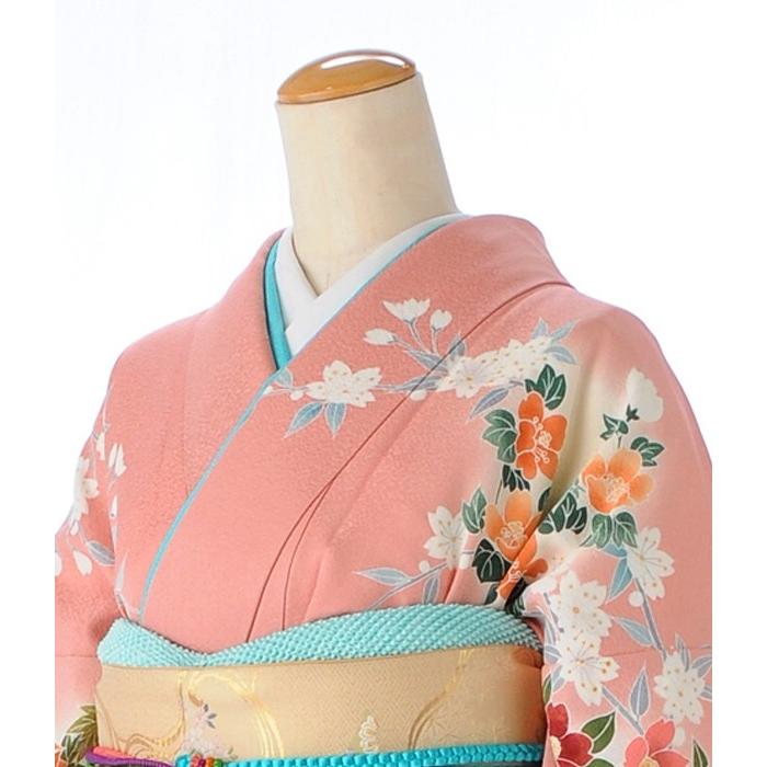 正絹 特選本手描ピンク花友禅 身長 160cm〜172cm位 訪問着 レンタル 