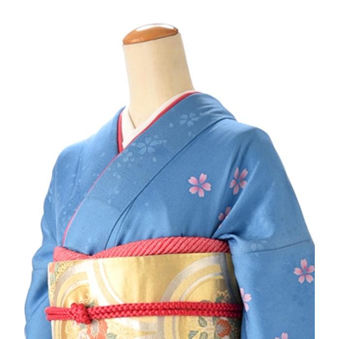 夏用単衣訪問着 ブルーぼかし舞桜（裾) 身長160cm〜177cm位 訪問着 
