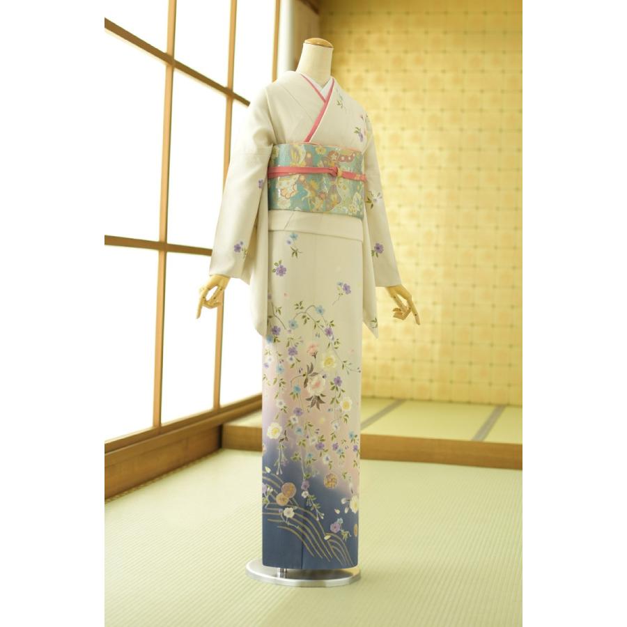 夏用単衣訪問着 白手まりしだれ桜 身長 160cm〜173cm位 レンタル訪問着