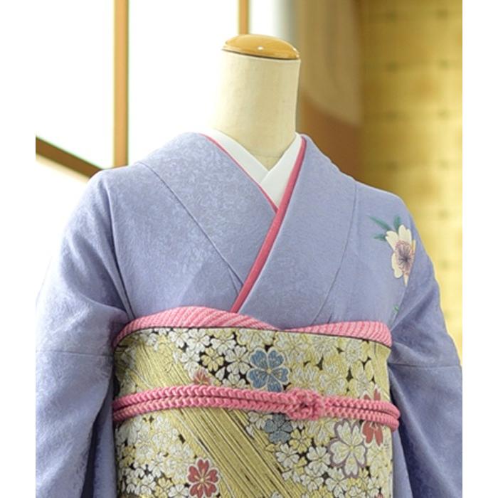 夏用単衣訪問着 パステル藤色桜ちらし 身長 160cm〜174cm位 訪問着