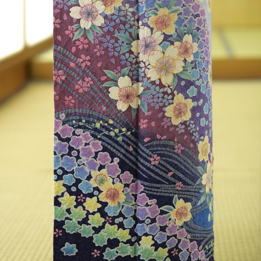 夏用単衣訪問着 パステル藤色桜ちらし 身長 160cm〜174cm位 訪問着