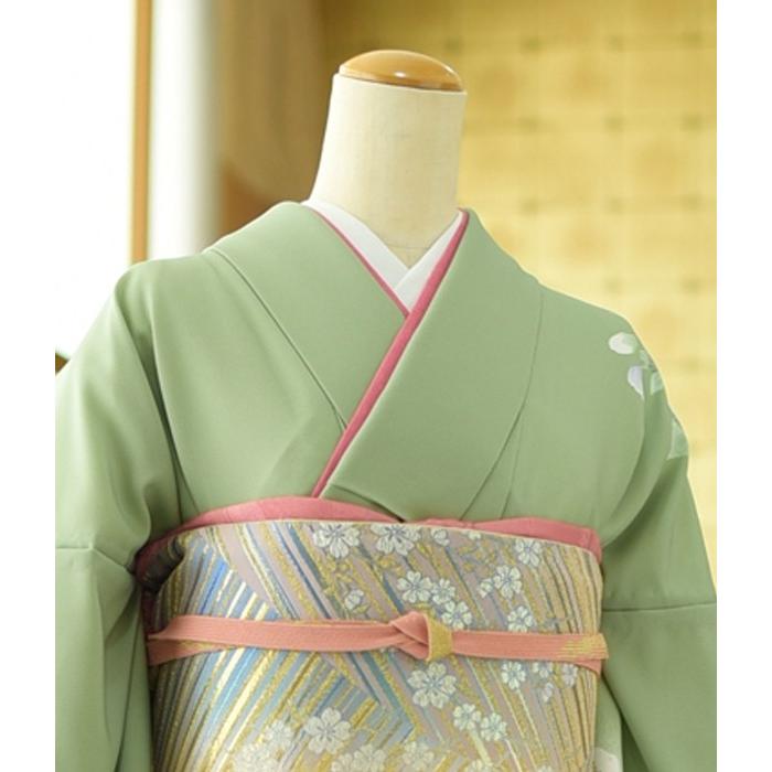 夏用単衣訪問着 ソフトグリーン八重桜の調べ 身長154cm〜166cm位