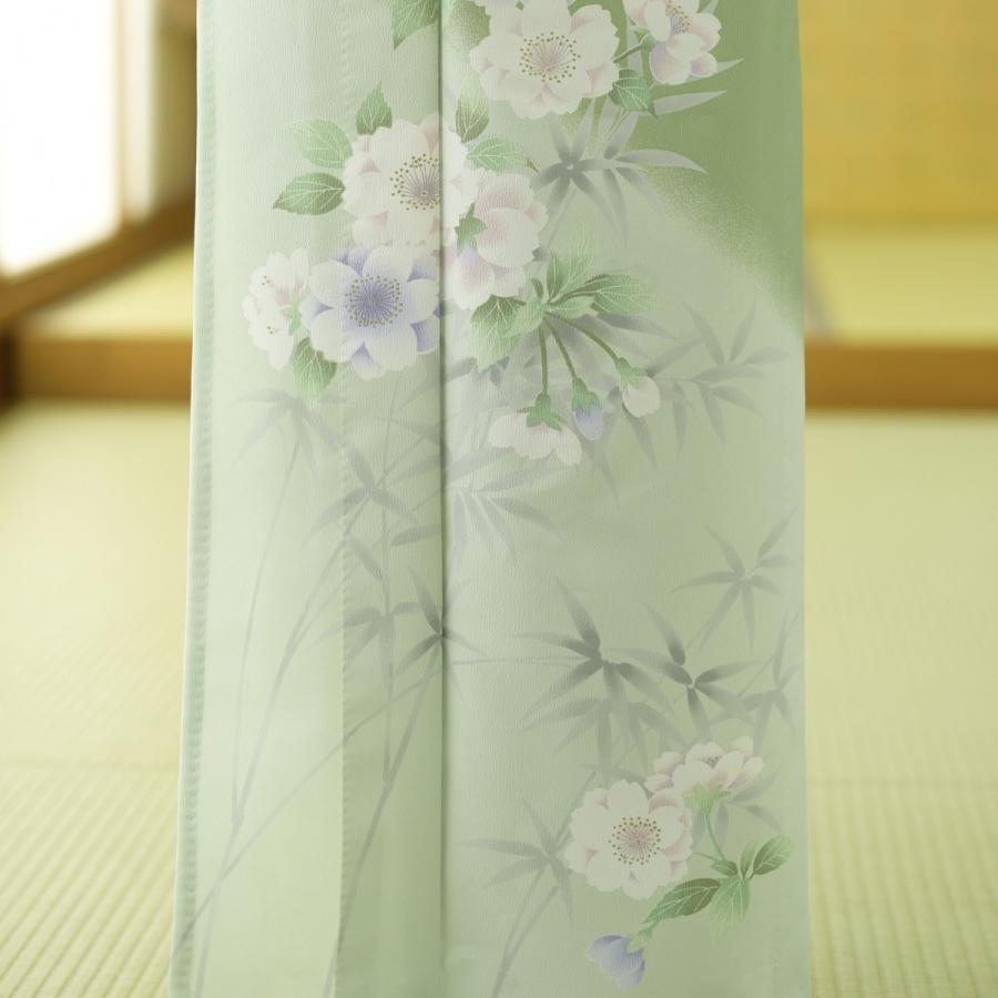 夏用単衣訪問着 ソフトグリーン八重桜の調べ 身長154cm〜166cm位