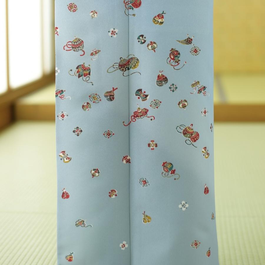 訪問着 レンタル 卒業式 母 着物 ブルーグレー紅型宝尽くし