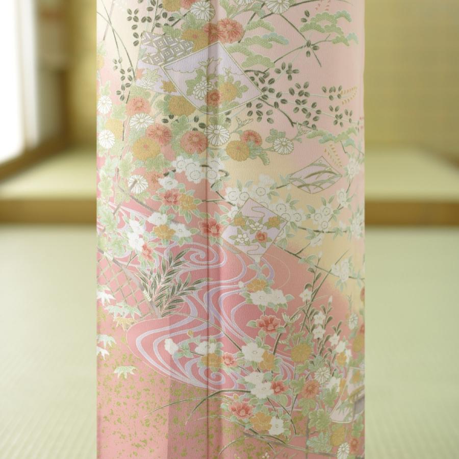 夏用単衣訪問着 レンタル 訪問着 ピンクぼかしに花色紙 身長 夏用単衣訪問着 レンタル 訪問着 ピンクぼかしに花色紙 身長