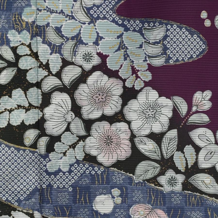 夏用絽訪問着 紫道長取りに辻が花 身長 154cm〜166cm位 レンタル 夏用絽訪問着 紫道長取りに辻が花 身長 154cm〜166cm位 レンタル