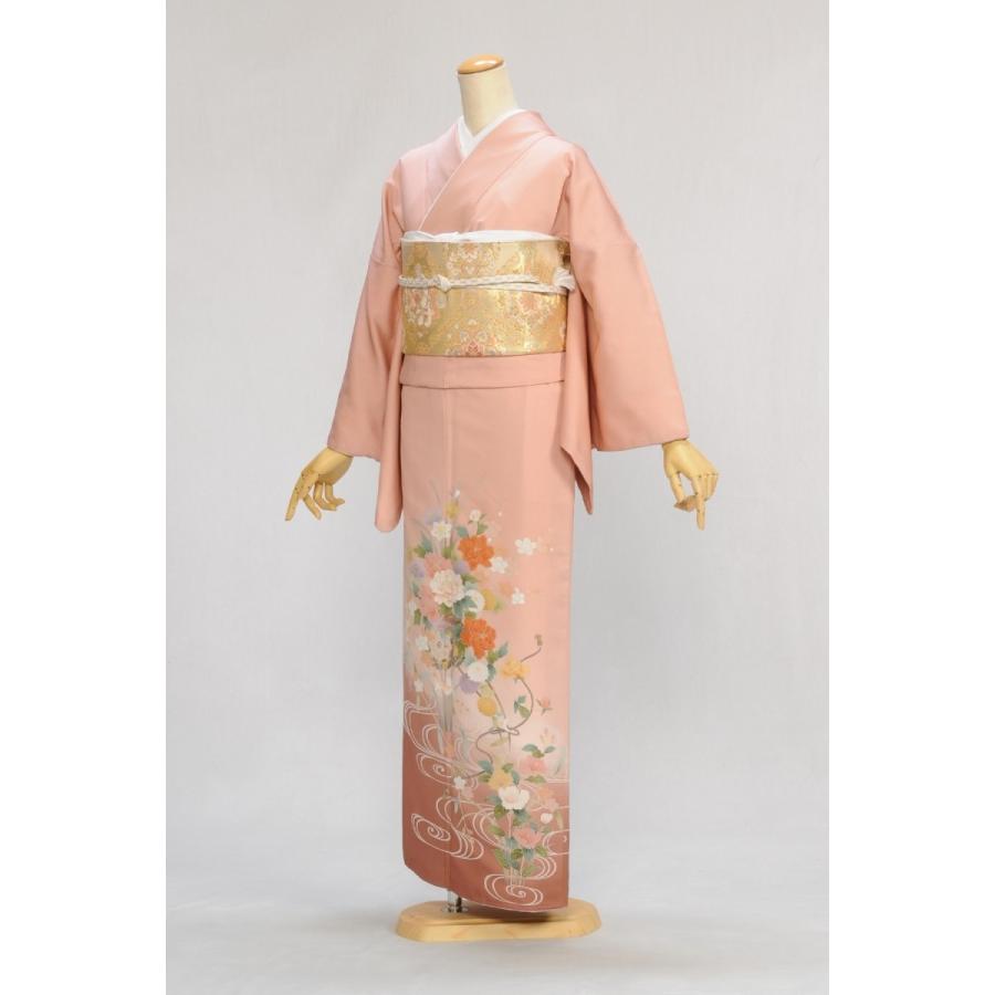 色留袖 レンタル サモンピンク水に花車 身長 153cm〜166cm位 結婚式