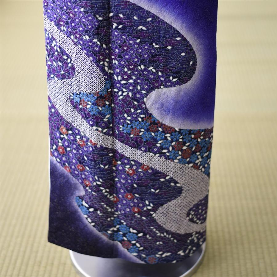 レンタル色留袖 ラメ入り紺小花流水 身長 159cm〜171cm位 結婚式