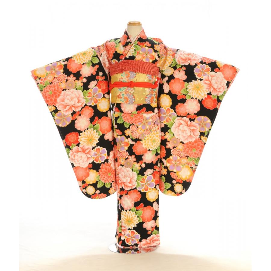 式部浪漫黒花遊び 10歳女子 身長 140cm前後 10才女の子 ジュニア着物 レンタル 小学生 帯付き振袖 簡単な着付けマニュアル付き フォトブックプレゼント Mjk102 貸衣装froufrou 通販 Yahoo ショッピング