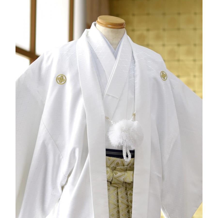 紋付 袴 レンタル 羽織袴 白武田菱 身長160cm〜176cm 卒業式