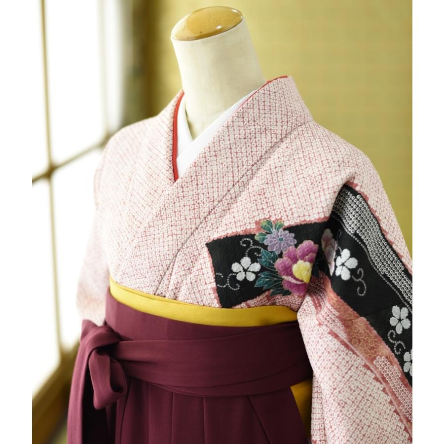卒業式袴 女性 着物 先生 教員 赤総しぼり花丸 袴 えび茶 レディース