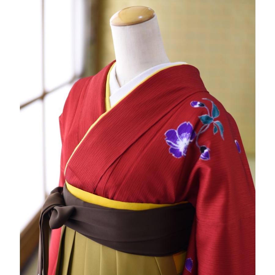 袴 レンタル 先生 教員 卒業式 女 着物 紅しだれ桜 金茶ぼかし花刺繍 