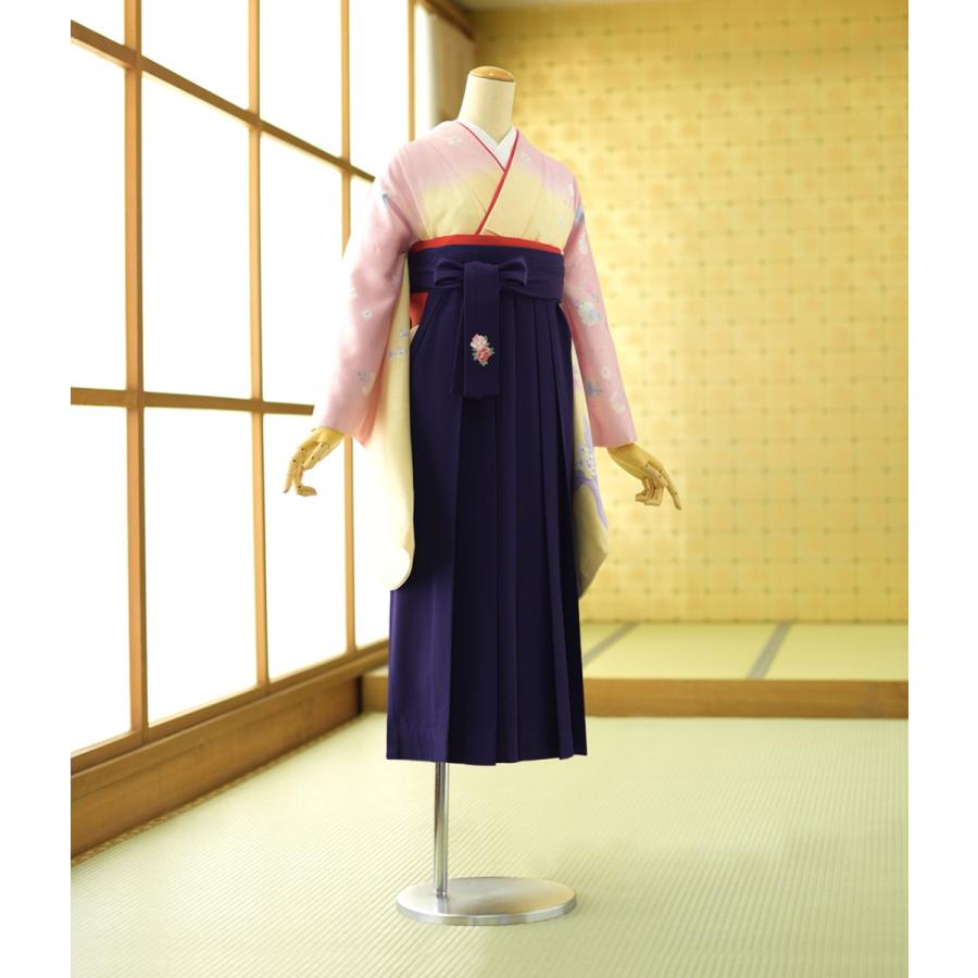 卒式 女 袴 賃借 嚊左衛門   お召しもの サクラ色ぼかしおとぎ話お花  袴 紫花紋 87珊  身の長 146珊〜152珊 教え子 御師匠さん お召しもの賃借 袴賃借 フルセット レンタル-着物、浴衣