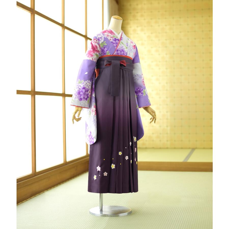 卒業式袴 女性 着物 ギンガム藤色ぼかし桜 袴 紫ぼかし花刺繍入り 身長 153cm 168cm 学生 先生 着物レンタル 卒業式 袴レンタル 貸衣装 フルセット 女袴 Msh9 貸衣装froufrou 通販 Yahoo ショッピング