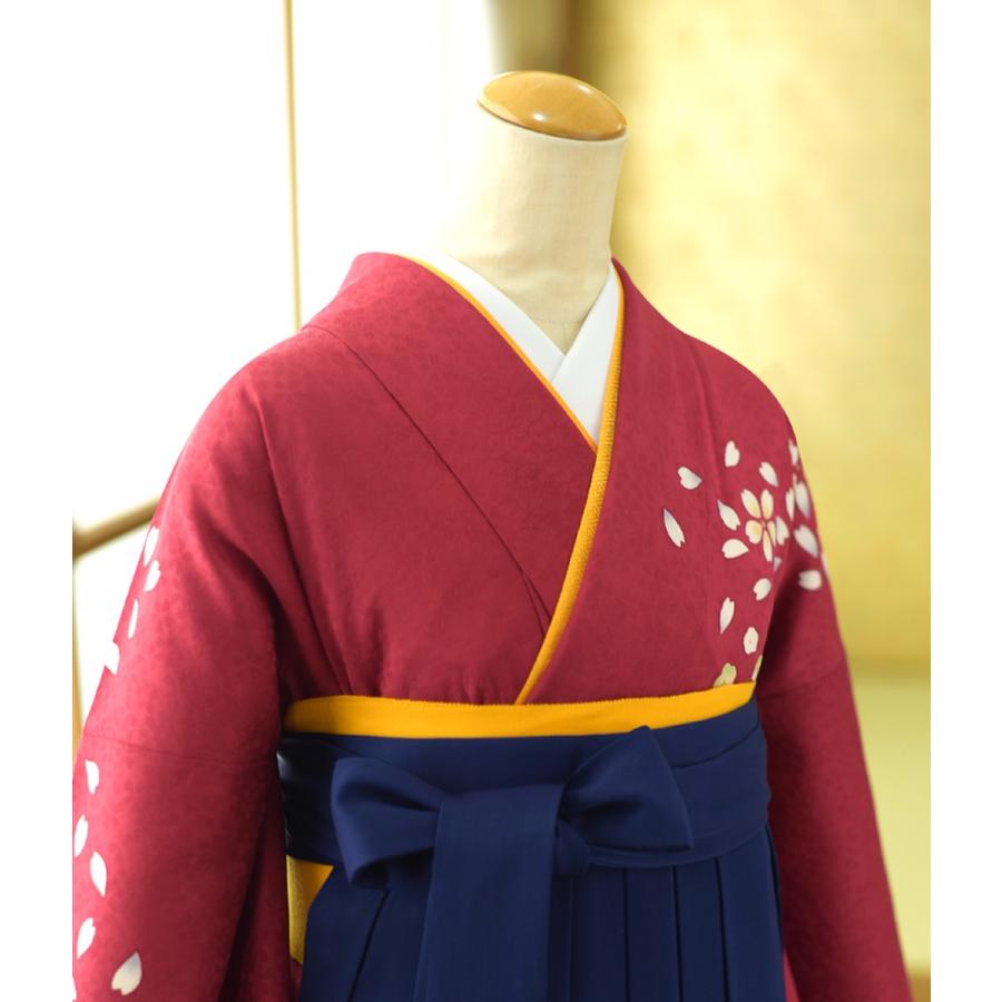 卒業式 袴 レンタル 女性 着物 赤桜の架橋 紺刺繍入り 87〜98cm 卒業式 袴 レンタル 女性 着物 赤桜の架橋 紺刺繍入り 87〜98cm